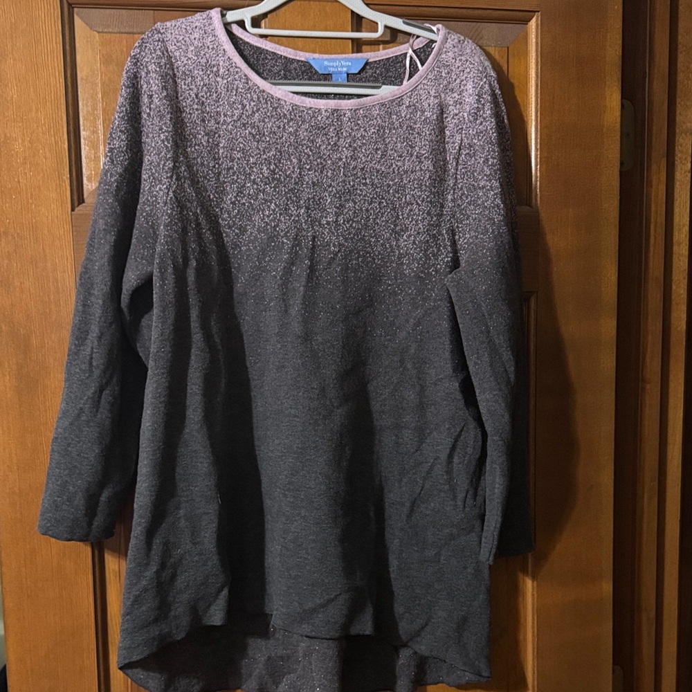 Vera Wang Gray and Pink Ombre Sweater